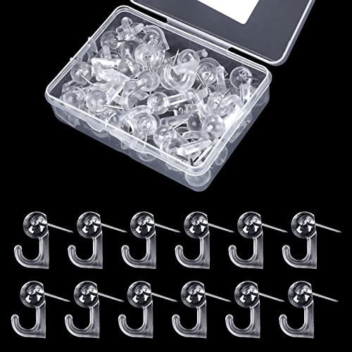 TIESOME 50 Stück Push Pin Haken, Kunststoff Köpfe Pin Tacks Clear Wall Thumb Tacks Hanging Nails Bulletin Board Haken Push Pins für Kork Bord, Karte, Fotos, Kalender Home Office School Supplies