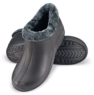 ESTRO Stivaletti Pioggia Donna Gomma - Zoccoli Donna Invernali Ciabatte Giardino Uomo Zoccoli Gomma con Pelo Stivali da Giardino Uomo A16 (41, Grigio Scuro)