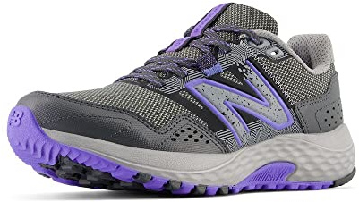 New Balance Women's 410 V8 Trail Running Shoe, Shadow Grey/Electric Indigo/Black, 7.5