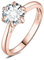 JewelryPalace Klassisch 8mm 2ct Rundschliff Moissanite Solitär Promise Ring Damen, Verlobungsring Damenring Ringe Silber 925 mit Stein für Frauen, Simulierte Diamant Jubiläum Eheringe Rosegold 54