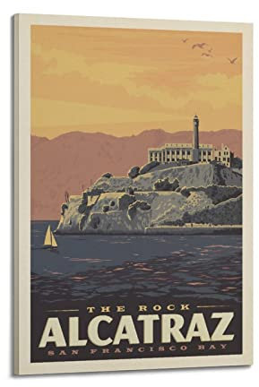 ZENGYL Vintage-Poster Alcatraz-Insel-Poster, dekoratives Gemälde, Leinwand, Wandposter und Kunstbild, modernes Familien-Schlafzimmer, Dekoration, Poster, 30 x 45 cm