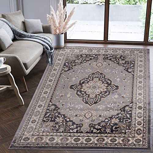 Mazovia Orientalisch Teppich - Traditioneller Teppich für Wohnzimmer, Esszimmer - Orient Teppiche Ornament - ÖKO-TEX Wohnzimmerteppich Grau - 250 x 350 cm