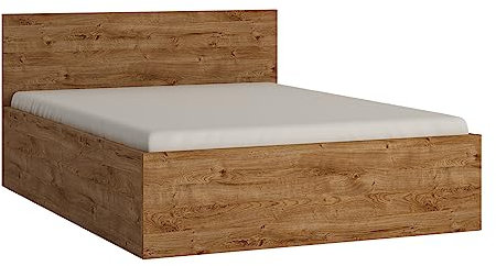 Lomadox Bett Doppelbett 140 cm mit aufklappbarem Lattenrost in Eiche Nb., B/H/T ca. 146,6/85,3/206,2 cm