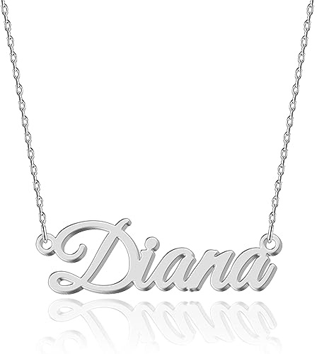 UMAGICBOX Collana in Argento Personalizzata con Nome Diana - Pendente in Acciaio Inossidabile Inciso su Misura per Donne - Regalo per Compleanni, Anniversari, Lauree e San Valentino