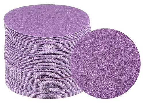 uxcell 50pcs 80 Grit Purple Sanding Discs 3 Inch Hook and Loop Aluminum Oxide Orbital Sanding Pads Paper Wet Dry Polish for Metal Woodworking Drywall