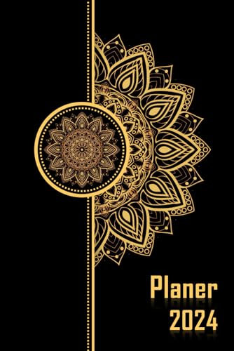 Taschenkalender 2024 Schwarz Gold: Wochenplaner, Gewohnheitstracking, Zielen, Budgets... Taschenplaner 2024 A5 - Mini Terminplaner 2024 Buchkalender - ... für Jung, Erwachsene, Männer & Frauen.
