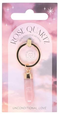 Something Different Wholesale Porte-clés en quartz rose – Porte-clés en cristal semi-précieux pour l'énergie de guérison – Porte-clés en pierre précieuse de quartz rose – Porte-clés en pierre