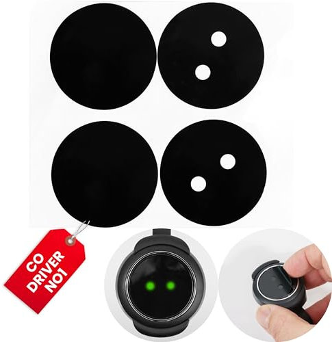 Logo Abdeckung Sticker Set für CO-DRIVER NO1, 4 Stück, in Schwarz, kompatibel mit OOONO CO-DRIVER NO1, Klebestreifen in zwei Versionen, schwarzer Klebesticker Radarwarner Zubehör, Blitzerwarner Schutz