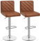 Yaheetech Barhocker 2er Set Kunstleder Gepolstert Barstuhl mit Fußstütze Drehhocker Küchenhocker, Thekenhocker bis 136 kg Belastbar für Küche/Esszimmer/Bar/Salon, Braun
