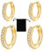 LICHUANUK 2 Paare Silber Creolen für Frauen - Titan Stahl Mit Zirkonia, Gold Sleeper Knorpel (6/8mm)
