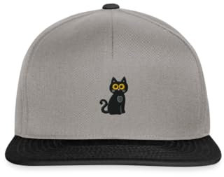 Spreadshirt Katze Stickerei Snapback Cap, One Size, Graphit/Schwarz