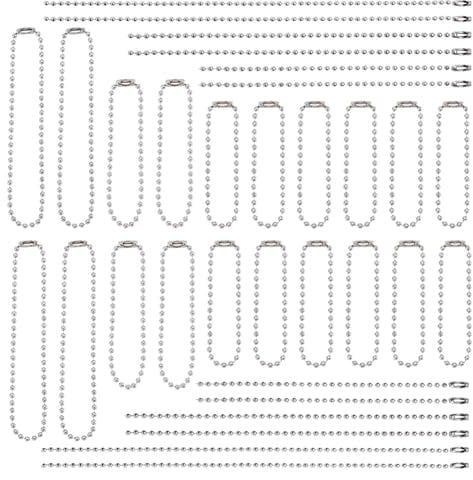 Cheriswelry 105Pcs 3 Sizes Long Iron Ball Beads Chains Metal Beaded Roller Chain with Ball Chain Connectors for Necklace Tags Key Chain Jewelry Crafts, Platinum