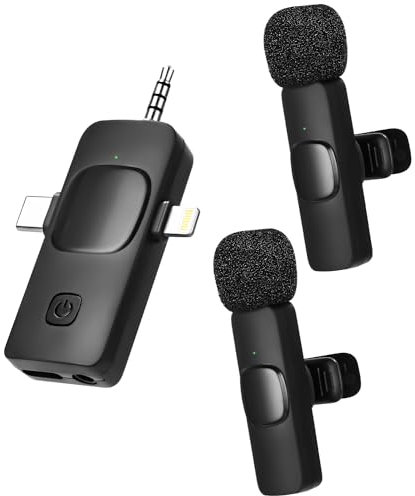 Yulado Micrófonos Inalámbricos, Micrófono Inalámbrico Solapa para iPhone/iPad/Android/PC/Ordenador,Mini Microfono Inalambrico para Movil, Portátil Micrófono para Grabación Video,Youtube,TikTok, Vlog.