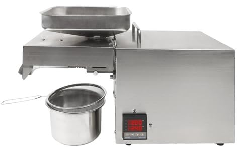 Presse à Huile à Température Réglable Electrique Pour le Pressage à Chaud et à Froid de Noix Cacahuètes Graines de Sésame Amandes 5 kg Par Heure Couleur Argentée