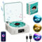 The Waves Vinyl Record Player, Retro Turntable Speaker with 4 Sounds of Nature Retro Bluetooth Record Player With Speaker and RGB Light Wireless Bluetooth Speaker Stereo Sound Sleep Aid (Blue)
