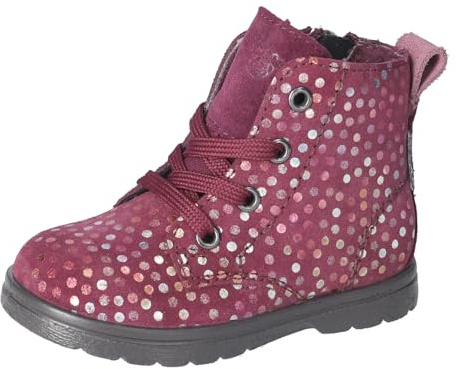 RICOSTA Mädchen Stiefel ILVY, Kinder Lauflernschuhe, Weite: Mittel, lose Einlage, Sympatex, schnürstiefel, Booties, Leder, Merlot (381), 27 EU