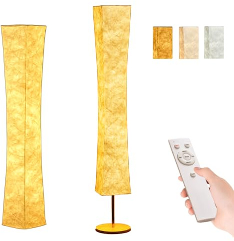 BASRAE Remote Floor Lamp,60in Modern LED Standing Lamp for Living Room Bedroom,Soft Design,3000K-6000K,White Floor Light with Fabric Shade,Home Deco Dimmable Corner Lights Standard Lamps