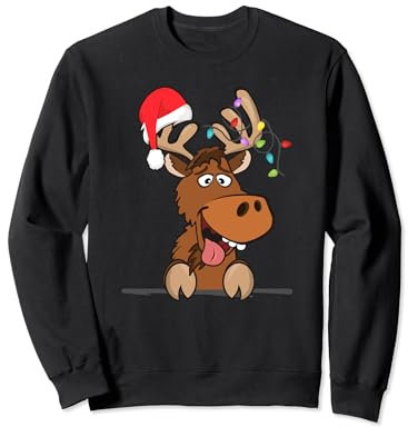 Weihnachten Weihnachtsmütze Lichterkette Elch Rentier Sweatshirt