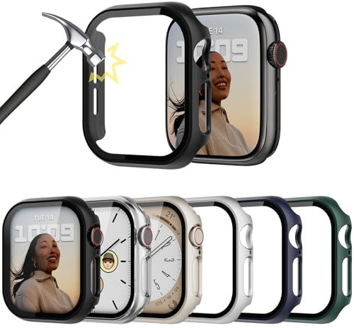Lovmunia 6-Stück Hard Gehäuse mit Displayschutzfolie Kompatibel mit Apple Watch Series 10 42mm, Rundum PC Ultradünne Schutzhülle Eingebaut Kratzfest Gehärtetes Glas Schutzfolie für iWatch 10 42mm