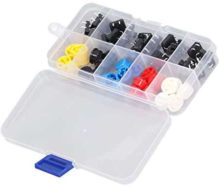 25-teiliges Set Runder Taktschalter-Druckknopf, 12 X 12 X 7,3 Mm, 4-polige SMD-Leiterplatte mit Kappe, Ideal für Heimwerker, Elektronik-Enthusiasten, Verwendung für Elektronische