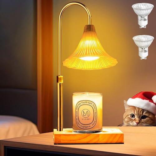 Candle Warmer Lamp with Timer and Dimmer - Adjustable Height Candle Heater, Mothers Day Birthday Gifts, Candle Melt Light for Mom/Women/Wife, Home Decor Wax Warmer Lamp for Jar Candles with 2 Bulbs