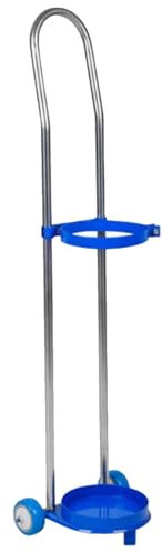 MZZKFC Portable Stainless Steel Cylinder Dolly, Lightweight Household Gas Cylinder Fixed Rack with Wheels, Rolling Cylinder Tank Rack for Laboratory & School(43.3 in/110cm Hight)