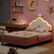 Générique Cadre 90x200 cm Fille avec Couronne et LED, Tête de Lit Réglable en Hauteur, Design Mignon en Cuir PU Rose, Lit Simple Enfant