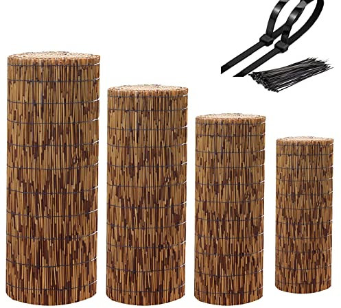 Natürlicher Bambus-Zaun für Garten, Terrasse und Balkon, Sichtschutz 110 x 400 cm