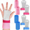 JSTHHTT 2 Ensembles de Manique Gym Enfant, Gants Protection Paumes, Gants Gym Enfant Manique Protection Paumes with Bracelets de Sport Bande (Rose, Bleu, Small)