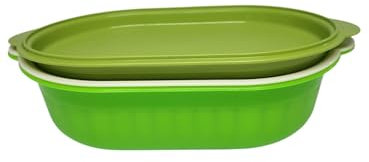 Tupperware Pequeño Super Servierstar 2,5 litros Thermo-Duo Küchenhelfer con colador en verde y blanco para mantener el calor Warmie Tups