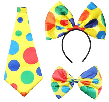 OAOSDH 1 Fliege, 1 Krawatte Und 1 Bogenstirnband, Clownkostümzubehör, Kreative Und Lustige Accessoires, Party-Kleidungszubehör.
