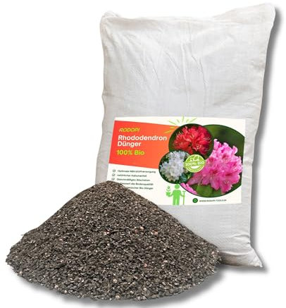 Rodopi Bio-Rhododendrondünger Granulat 7-3-8 – 3 Monate Langzeitwirkung – 100% pflanzlich & pH-senkend – Organischer NPK-Dünger mit Eisen, Magnesium & Mykorrhiza 20kg