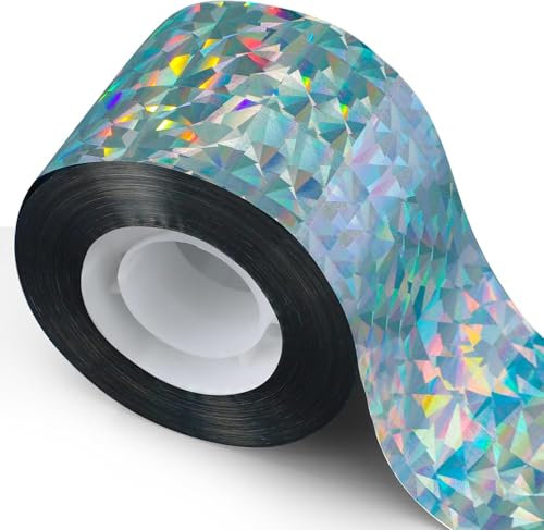 UCLEVER Ruban réfléchissant pour Oiseaux, 110 m, Ruban adhésif holographique répulsif Anti-Pigeons Double Face 5 cm pour Pigeons, mouettes, Corbeaux, étourneaux, Hirondelles