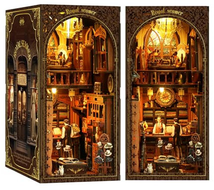 Book Nook en Bois, Kit DIY Miniature à Construire Maquette 3D Serre Livre, Décoration pour Étagère Bibliothèque, Cadeau Créatif - Atelier Couture