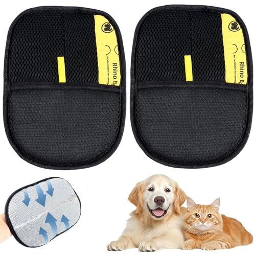 2 Stück Fellmagnet Handschuhe Doppelseitig, Haustierhaarentferner 24x17 cm | für Hunde und Katzen, Atmungsaktiv, Antistatisch und Wiederverwendbar zur Fellpflege
