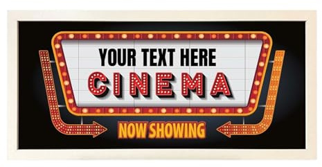 Echo Three Personalised Wall Art White Framed Print Home Cinema Now Showing | Custom Text Room Sign |Large Wide Bespoke Theatre Lounge Film Room Decor | Movie Night Fan Gift