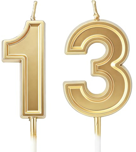 URAQT Geburtstagskerzen Zahlen 13, 3D Gold Geburtstag Kerzen für Kuchen | Gold Kerzen Geburtstag, Tortendeko Geburtstag, Geburtstagskerzen für Geburtstagsdeko