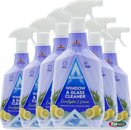 Astonish Natural Window & Glass Lemon Oil Trigger Spray Cleaner 750ml, Box of 12