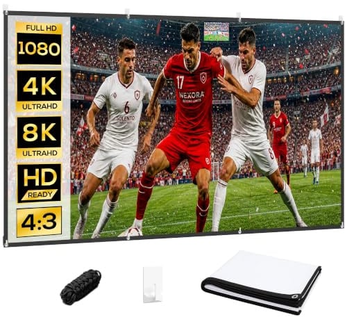 HOMCOM Telo Proiettore da 120 Pollici HD Formato 16:9 Lavabile Bianco | 4K/8K, Altezza Regolabile Manuale, Schermo Proiettore, Grandangolo di 160 Gradi, per Casa, Home, Cinema, Ufficio