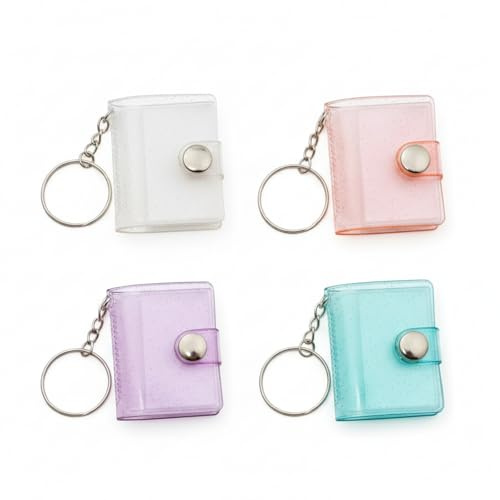 4 Stück Mini Fotoalbum 2 Zoll Fotoalben mit 24 Taschen 4 Farben Foto-Schlüsselanhänger Kleines für Fotoerinnerungen Erinnerungen Geschenke