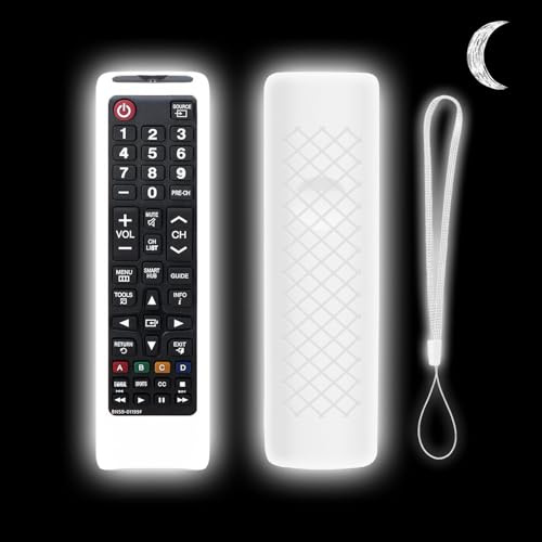 Remote Cover Case for Samsung TV Remote, Cover for Samsung Remote Control for Smart TV Universal, Anti Slip Shockproof Remote Cover Case with Lanyard-White