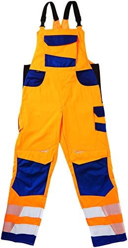 KÜBLER REFLECTIQ Latzhose PSA 2 – Latzhose mit Reflex- und Cordura®-Verstärkungen für mehr Bewegungsfreiheit warnorange/kbl.blau Gr. 98