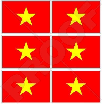VIETNAM Sozialistische Republik Flagge, Fahne, Vietnamesisch 40mm Mobile, Handy Vinyl Mini Aufkleber, Abziehbilder x6 Stickers