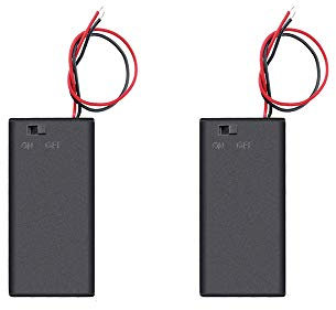 Szaerfa 2 pieces 2X 1.5V AA Battery Holder 2 aa Case Box with Cover & with ON/Off Switch Wires Leads (2x 2 aa)