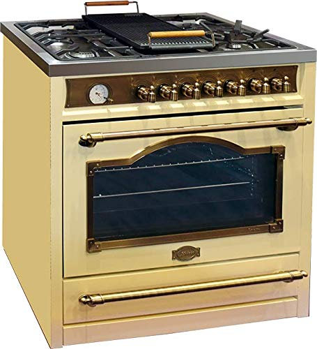Kaiser HGE 93555 ElfEm Gas Eléctrico Cocina 90cm/Horno eléctrico/Estufa/115L/ Placa de gas / 4,5 Kw WOK/ 8 funciones/Autolimpiación/Gas natural y propano posibles/Calidad de lujo