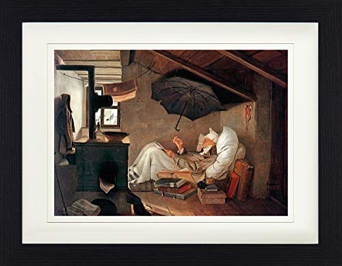 1art1 Carl Spitzweg Poster Der Arme Poet Gerahmtes Bild Mit Edlem Passepartout | Wand-Bilder | Im Bilderrahmen 40x30 cm