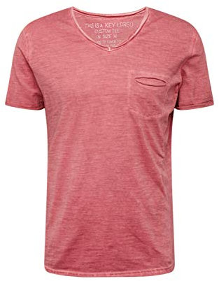 KEY LARGO Cuello de Pico Soda New Camiseta, Rojo, S para Hombre