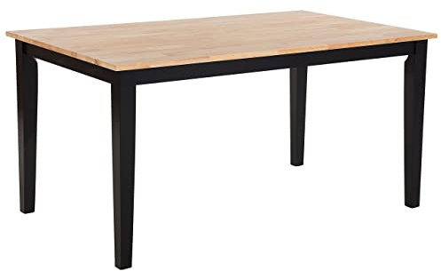 Beliani Table de Salle à Manger ou Cuisine 120 x 75 cm Pateau en Bois Clair et Pieds en Bois Noir Style Traditionnel pour Intérieur Scandinave