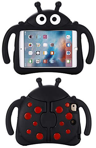 Tading Kids Case for iPad Mini, Children Friendly EVA Foam Shockproof Handle Stand Bumper Cover for iPad Mini 2-5 [NOT FOR Mini 6 2021], Cute Ladybug - Black