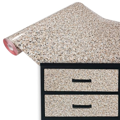 DecoMeister Papel Adhesivo Imitacion Granito Beige Para Pared Puertas Mesa Armario Vinilo Autoadhesivo Decorativo Para Muebles Encimera Para Forrar Lámina Para Cocina En Rollo 90 x 100 cm Por Metros